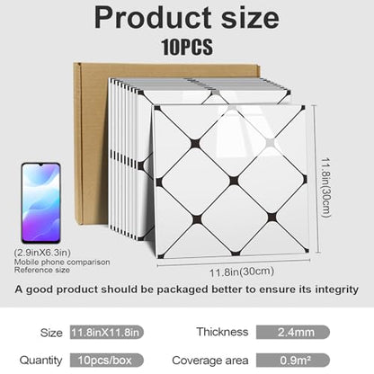 Chejiaye Peel and Stick Backsplash Tiles 10-Pack - White Geometric Self-Adhesive PVC Wall Panels, Waterproof Kitchen Backsplash Stick on Tile for Kitchen,Bathroom, Laundry Room Walls (11.8"x11.8") - color: White Geometry, size: 11.8" x 11.8" x 10Pack