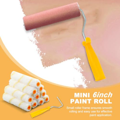 10Pack 6 Inch Paint Rollers Microfiber Paint Roller Cover with Roller Frame