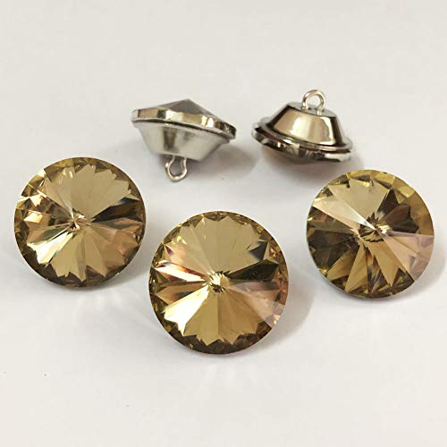25PCS 25mm Crystal Glass Buttons Sewing Rhinestone Buttons (Tea WX) - color: Tea Button(WX)