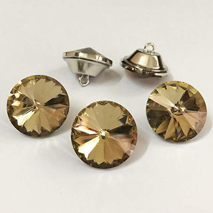 25PCS 25mm Crystal Glass Buttons Sewing Rhinestone Buttons (Tea WX) - color: Tea Button(WX)