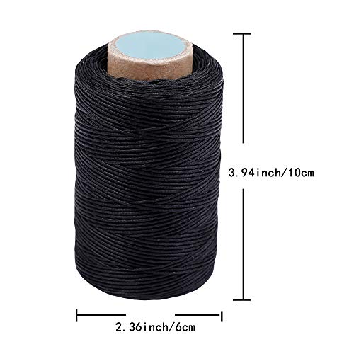 284Yards Leather Sewing Waxed Thread, 0.8mm Waxed Thread for Bookbinding - color: Black