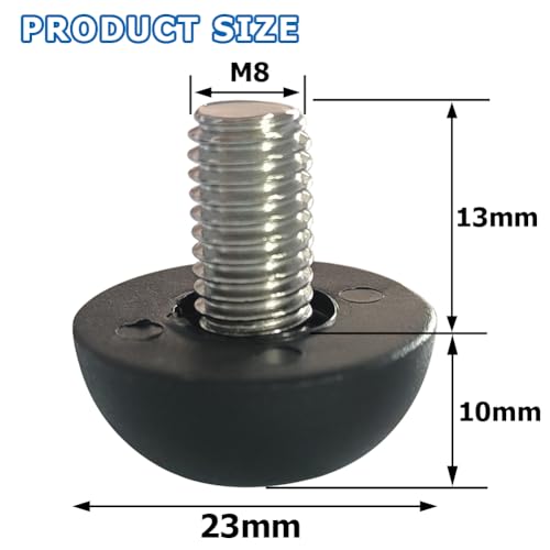 Hooshing 10PCS 8mm x 1.25 M8 Stainless Steel Adjustable Furniture Levelers - size: M8
