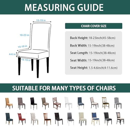 Dining Chair Covers Set of 4, Stretch Spandex Chair Slipcover, Dark Green Chair Slipcovers, Washable Anti-Dust Chair Seat Cover for Kitchen Dining Room, Wedding Party - color: Dark Green, size: 4Pcs