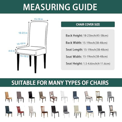 Dining Chair Covers Set of 4, Stretch Spandex Chair Slipcover, Dark Green Chair Slipcovers, Washable Anti-Dust Chair Seat Cover for Kitchen Dining Room, Wedding Party - color: Dark Green, size: 4Pcs