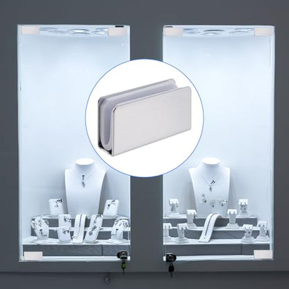 4Pack Glass Clip Silver Strikes Plate Rectangular Touch Clamps - color: Silver