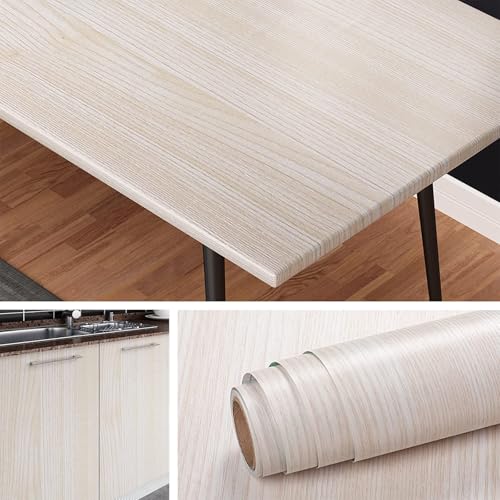 Livelynine 15.8x394 Natural Wood Contact Paper for Countertops Kitchen Wallpaper Light Wood Grain Vinyl Countertop Wrap Table Sticker Cover Peel and Stick Counter Top Covers Desk Cabinet Covering - size: 15.8" x 394"