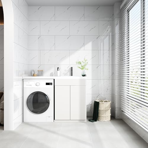 Haimin 3D Wall Panels Peel and Stick Marble Tile Look 10 Pack Waterproof - color: White-LYB