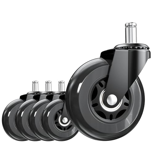 3 Inch Office Chair Wheels, Set of 5 (Black) - color: Black
