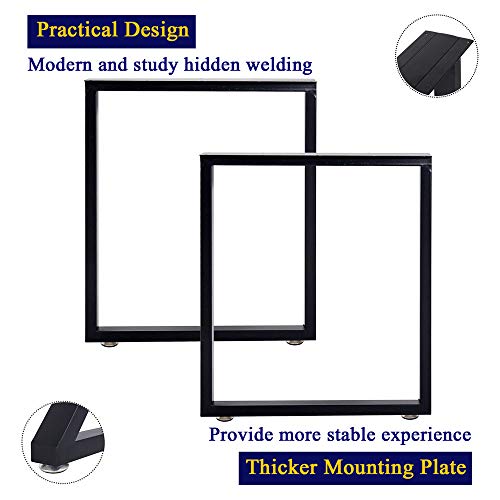 TIEOU Metal Table Legs 28 Inch Heavy Duty Metal Desk Legs Set of 2 28” Height 24” Wide Industrial Table Legs,Black Table Legs,Modern Table Legs - color: Rectangle-shape, size: H28"xW24"