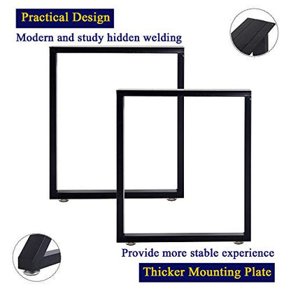 TIEOU Metal Table Legs 28 Inch Heavy Duty Metal Desk Legs Set of 2 28” Height 24” Wide Industrial Table Legs,Black Table Legs,Modern Table Legs - color: Rectangle-shape, size: H28"xW24"