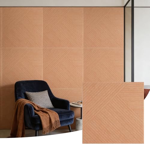 6 Pack Acoustic Wall Panels 23.6" Self-Adhesive Wood Grain Sound Panels - color: Triangle Log Light