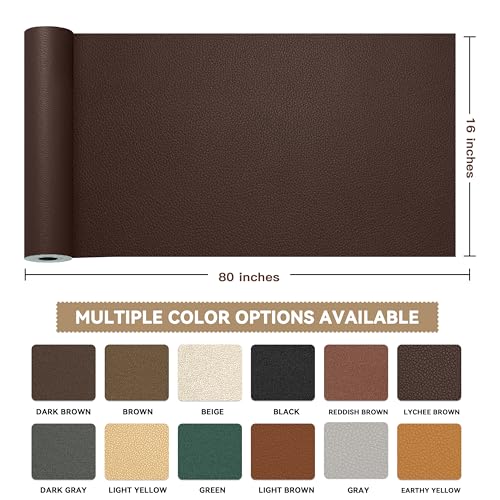TIANLDD Leather Repair Tape,16 x 80 Inches Self Adhesive Leather Repair Patch，Leather Repair Kit for Furniture，Couches,Car Seats,Cabinets,Handbags(Light Coffee-Litchi Grain) - color: Light Coffee-Litchi Grain, size: 16" x 80"