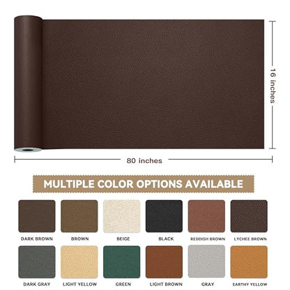 TIANLDD Leather Repair Tape,16 x 80 Inches Self Adhesive Leather Repair Patch，Leather Repair Kit for Furniture，Couches,Car Seats,Cabinets,Handbags(Light Coffee-Litchi Grain) - color: Light Coffee-Litchi Grain, size: 16" x 80"