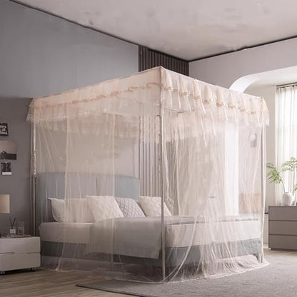 Canopy Bed Frame King, Stainless Steel Four Corner Bed Canopy Poles Mosquito Net Frame Bracket Fit for Metal Bed Wood Bed, Stainless Steel Canopy Bed Frame King Size - size: 78"W x 78"L (Pack of 1)