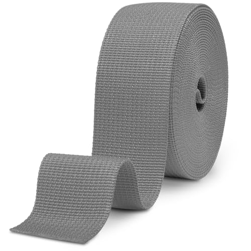 CooBigo 60 Yards Nylon Webbing 3/8" 3/4" 1" 1-1/2" Webbing 12 Rolls Webbing Strap for Bags Handles Making, DIY Crafting, Repairing,12 Colors - color: Gray, size: 2"- 12 Yards