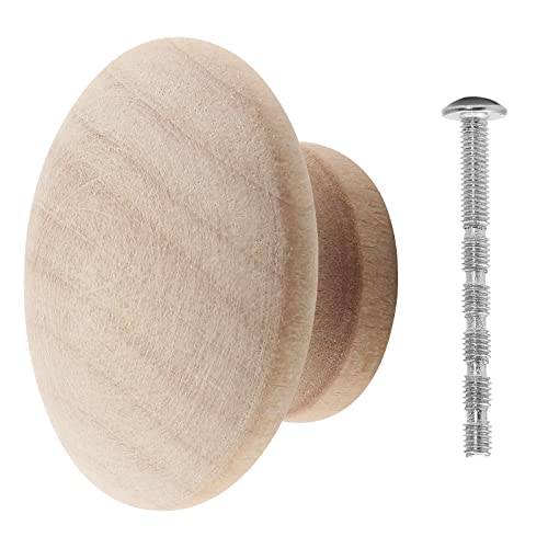 Murtenze 1-1/2 Inch Wood Knobs Unfinished Round Mushroom Shape 10 Pack - size: 10 PCS 1-1/2