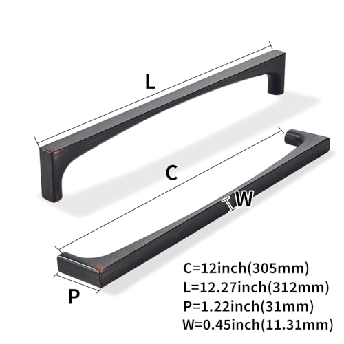 khtumeware 5 Pack Solid Handles 12-Inch(305mm) Oil Rubbed Bronze Cabinet Pulls,Heavy Duty Venetian Bronze Handles Cupboards, Drawers and Bathroom Hardware - color: Oil Rubbed Bronze, size: 12"(305mm) Hole Center, style: 5-Pack