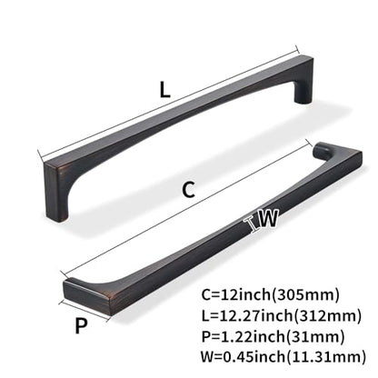 khtumeware 5 Pack Solid Handles 12-Inch(305mm) Oil Rubbed Bronze Cabinet Pulls,Heavy Duty Venetian Bronze Handles Cupboards, Drawers and Bathroom Hardware - color: Oil Rubbed Bronze, size: 12"(305mm) Hole Center, style: 5-Pack