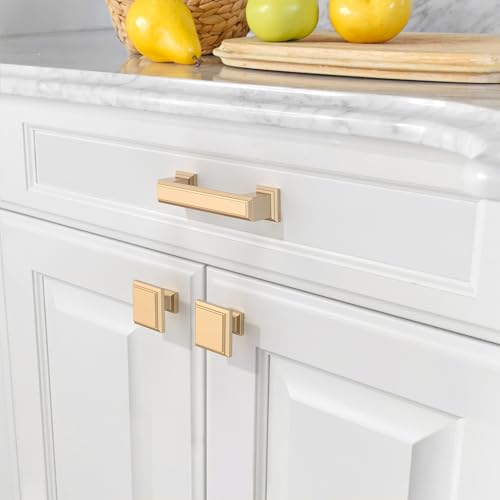 Amerdeco 10 Pack Brushed Brass Cabinet Pulls 3" - color: Brushed Brass, size: 3" hole center, style: 10 Pack