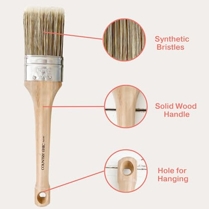 Chalk Style Paint Brush - Oval Brush with Synthetic Bristles for Smooth Furniture Paint Application with Minimal Brush Strokes, No Shedding, Vegan, Best for Water-Based Paint - 1.5" - size: 1.5"