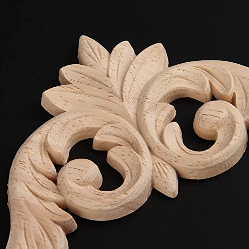 4Pcs Wood Carved Appliques Corner Wooden Carving Onlays Decals for Furniture - size: 3.15 x 3.15 inches