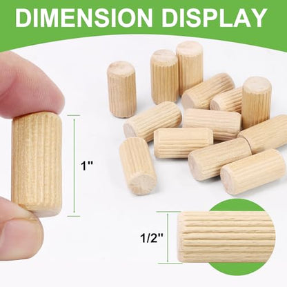 1/2" x 1" Wooden Dowel Pins - FoDau770 Beech Wood Dowel Rods - 200 Pcs - size: 1/2" x 1"