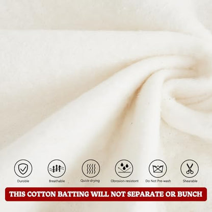 RRKTP Cotton Batting for Quilting，200 g/m² Lightweight Quilt Batting Queen Size，Natural All Season Comfort Cotton Stuffing, Sewing Handmade & DIY Crafts 90"×96" - size: 90×96