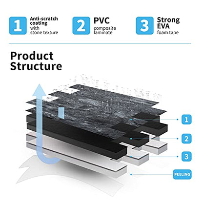 Art3d Peel and Stick Backsplash, Stick on Wall Tile, 10-Pack, Dark Granite - color: Dark-granite