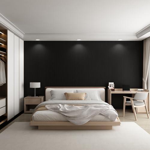 Slat Wall Panel 8-Pack, 118’’x6.3’’, Black - size: 118’’x6.3’’-Black