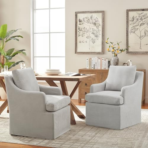 VKNOW Upholstered Dining Chairs, Dining Room Chairs with Casters - color: Light Grey, size: 1
