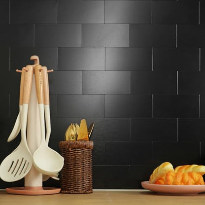 Vamos Tile 100-Pack Peel and Stick Backsplash Tile,3" x 6" Subway Tile - color: Brushed Black
