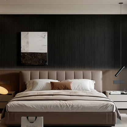 YU LI 3DH Peel and Stick PVC Slat Wall Panel 236"x15.75" Self-Adhesive Thick Faux Black Wood Grain Wallpaper Panel 3D Soundproof Wall Panels for Walls & Ceilings - color: Black, size: 15.8" x 236"