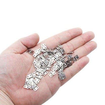 60 Pcs 10mmx8mm / 0.39" x 0.31" Silver Mini Hinges, 0.4 Inch Solid Brass Folding Butt Hinge, 2/5 Inch Cabinet Hinge for Jewelry Box, Drawer Cabinet Furniture - color: Silver