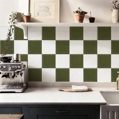 10 Sheets Thicker Design Peel and Stick Backsplash, 3D Self Adhesive Peel and Stick Wall Tile Backsplash for Kitchen, Bathroom, 12"x12", White and Green - color: White and Green