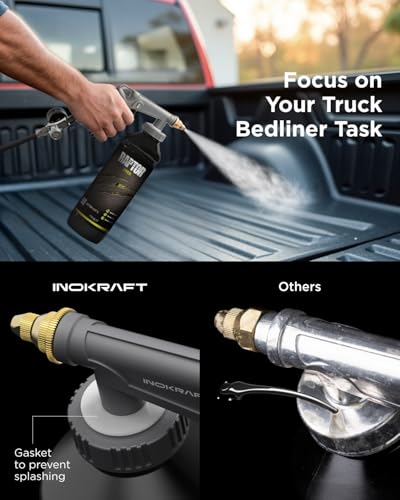 InoKraft Rust Proofing Spray Gun, Bedliner Gun with Adjustable Nozzle and Pressure Regulator, for Truck Bed Liner Coating, Rubberized Undercoat, Suitable for Raptor Tintable Urethane Spray-On - size: Thread Model