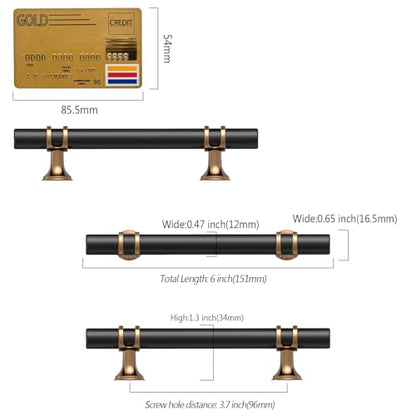 Amerdeco 10 Pack Champagne Bronze and Matte Black Cabinet Pulls 3.75 Inch(96MM) Hole Centers Kitchen Cabinet Handles Cabinets Hardware Drawer Pulls ZH0050 - color: Champagne Bronze Black, size: 3.75"/96MM Hole Center