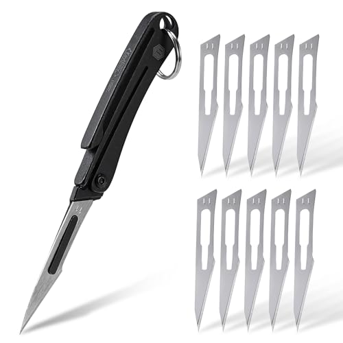 KeyUnity KK07 Titanium Craft Knife with Pocket Clip, 0.87-Inch Cutting Edge - color: Kk07black
