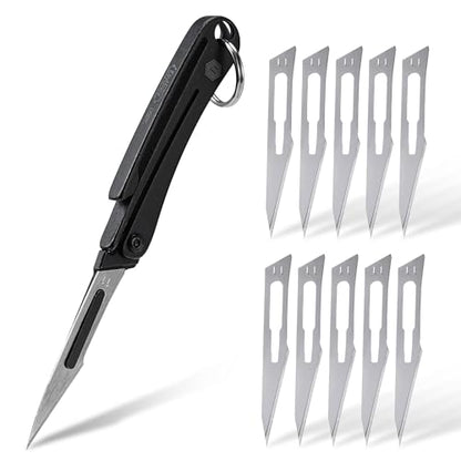 KeyUnity KK07 Titanium Craft Knife with Pocket Clip, 0.87-Inch Cutting Edge - color: Kk07black