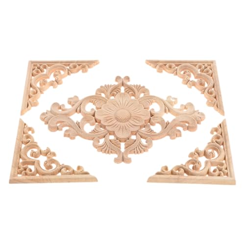 5Pcs Wood Appliques Onlays Classic Decorative Furniture Appliques Set A - color: Set A