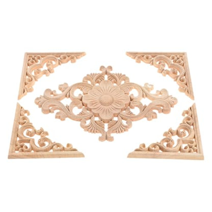 5Pcs Wood Appliques Onlays Classic Decorative Furniture Appliques Set A - color: Set A