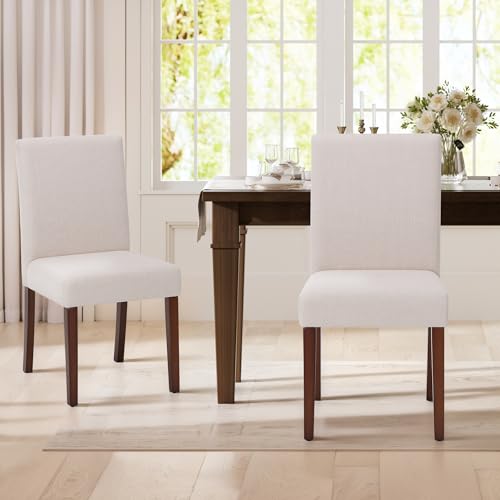 MALOL Upholstered Dining Chairs Set of 2, Fabric Dining Room Chairs, Modern Wooden Dining Chair, Kitchen Side Chairs, Farmhouse Dinner Chair with High Back for Kitchen, Beige - color: Beige, size: Set of 2