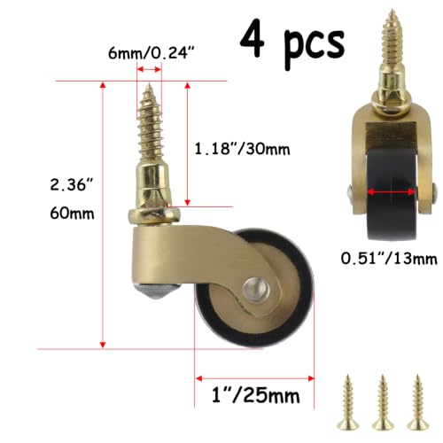 Semetall 4 Pcs Brass Caster Stem Wheels - style: A-218