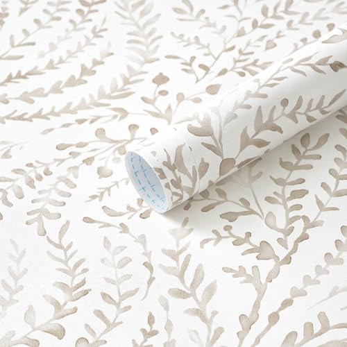 Boho Peel and Stick Wallpaper Beige Neutral Farmhouse Contact Paper - color: Beige Watercolor, size: 17.3" x 196"
