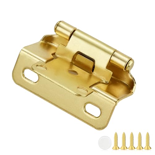 30 Pack 15 Pair Gold Cabinet Hinges, 1/2" Semi Wrap Kitchen Hinges - color: Gold, size: 1/2" Semi Wrap