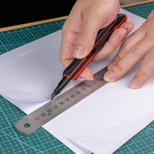 HAUTMEC 9mm Precision Utility Knife, Soft Grip Snap-off Box Cutter, Retractable 9mm Multi-Purpose Cutter for Detailed Cutting in Work, Home Use and Arts Crafts HT0255-KN