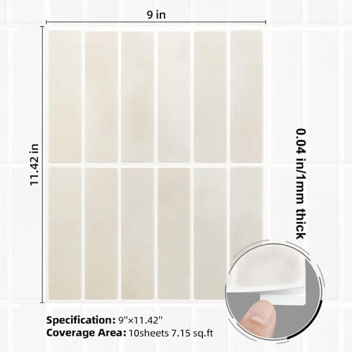 Peel and Stick Backsplash Tile for Kitchen, 10 Sheets, 11.42''x9'' - color: Beige Gray