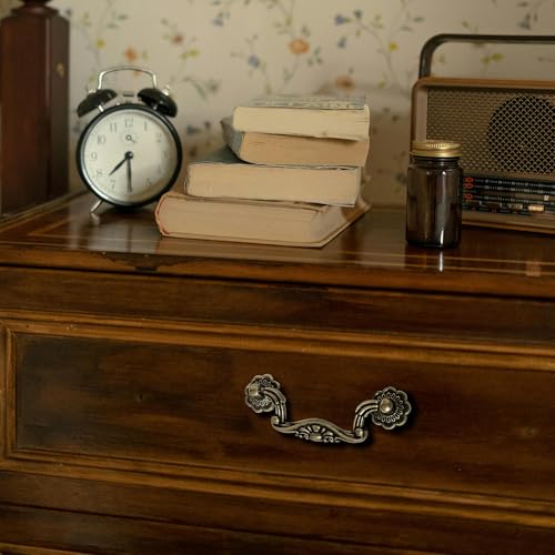 6 Pack Antique Brass Drop Bail Cabinets Pulls, 3" Hole Centers