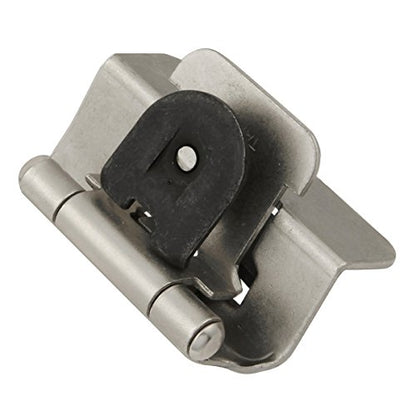 Hickory Hardware P5310-SN Double Demountable Hinge - 170° Opening Face Frame - 1/2 Inch Overlay Self-Closing Feature - Easy Installation Cabinet Screwless Mounting Satin Nickel Finish 1 Pair - color: Satin Nickel