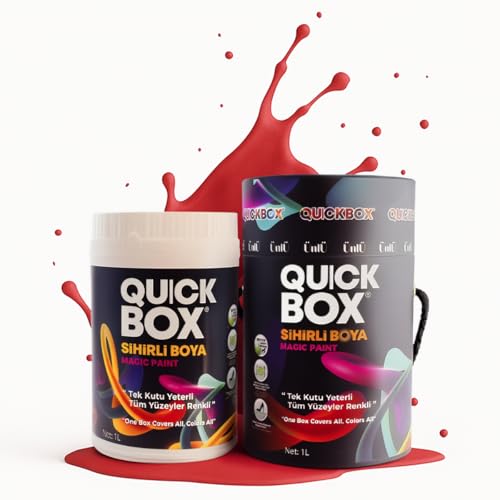 QUICKBOX® Cabinet Paint for Kitchen Cabinets & Furniture, Paint and Primer in One, No Sanding Required, Water-Based, Silk Matte Finish, Low VOC, 33.8 Fl Oz (1 Liter) (Tulip Red) - color: Tulip Red