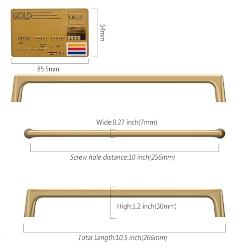 Amerdeco 10 Pack Champagne Bronze Cabinet Pulls 10 Inch(256MM) Hole Centers Kitchen Cabinet Handles Hardware Kitchen Handles for Cabinets Cupboard Handles Drawer Pulls ZH0041 - color: Champagne Bronze, size: 10" hole center